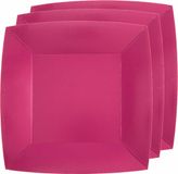 Santex Feest gebaksbordjes - fuchsia roze - 10x - karton - 18 cm - vierkant