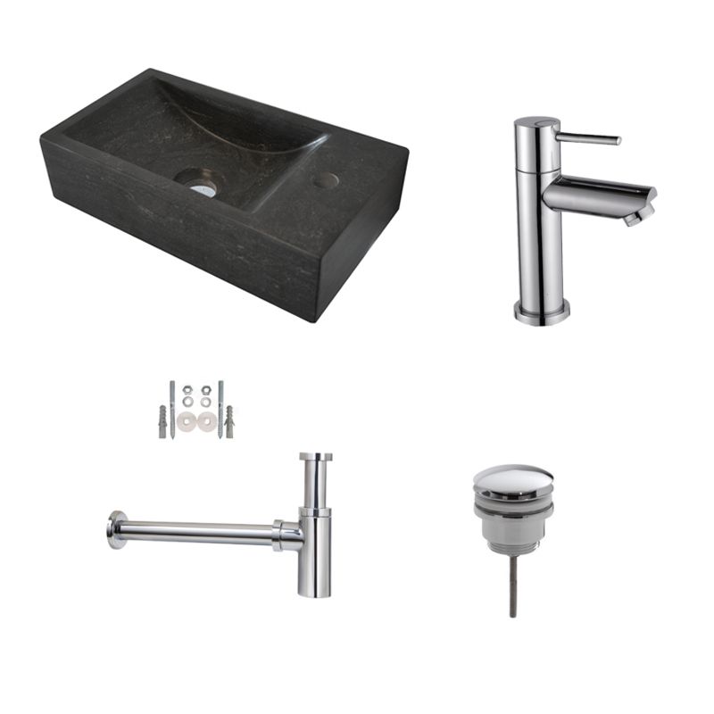 Badkamerplanet Fonteinset Hardstenen Recto 40x22x10 cm - Kraangat Links