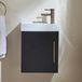 Hudson Reed Cluo Collectie meuble vasque suspendu 40cm compact - noir gris - avec vasque | poignée laiton brossé