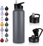 Ibenzoa® Bouteille d'eau en acier inoxydable – 1,2 litre avec paille et double isolation