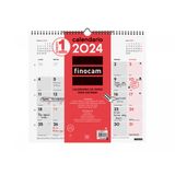 Finocam 780070024 Wall Calendar Red, White, Spanish, 3 Months per Page, 12 Months, Spiral Bound, Holidays, 120 g/m² Paper Weight, 340 mm Width, 5 mm Depth, 330 mm Height, 235 g Weight, 1 pc(s) per Pack, Acid-Free, Chlorine-Free, FSC Certified
