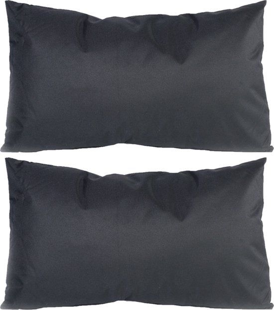 Anna's Collection 8x Zwarte Sierkussens 30 x 50 cm - Binnen & Buiten - Polyester