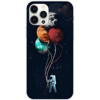 Cosmonaute aux ballons Bedrukt siliconen hoesje compatibel met Apple iPhone 12 Pro Max