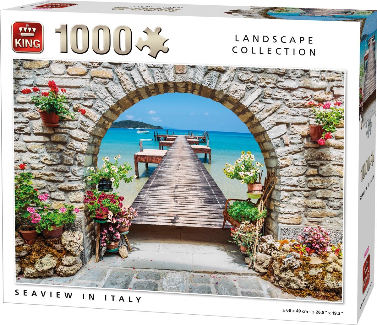 King International Puzzel 1000 Stukjes 68 x 49 cm Seaview in Italie Legpuzzel Landschap