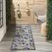 NOURISON Aloha Natural/Blue Vloerkleed, gemakkelijk te reinigen, niet pluizen, slaapkamer, woonkamer, eetkamer, terras, achtertuin, terras (2 x 12 cm)