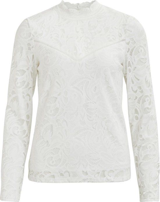 VILA VISTASIA L/S Lace Top - Cloud Dancer - White - Women's