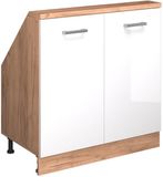 Vicco R-Line Keukenkast voor schuine wand – 80 cm met 2 deuren Wit hoogglans/goud power eiken