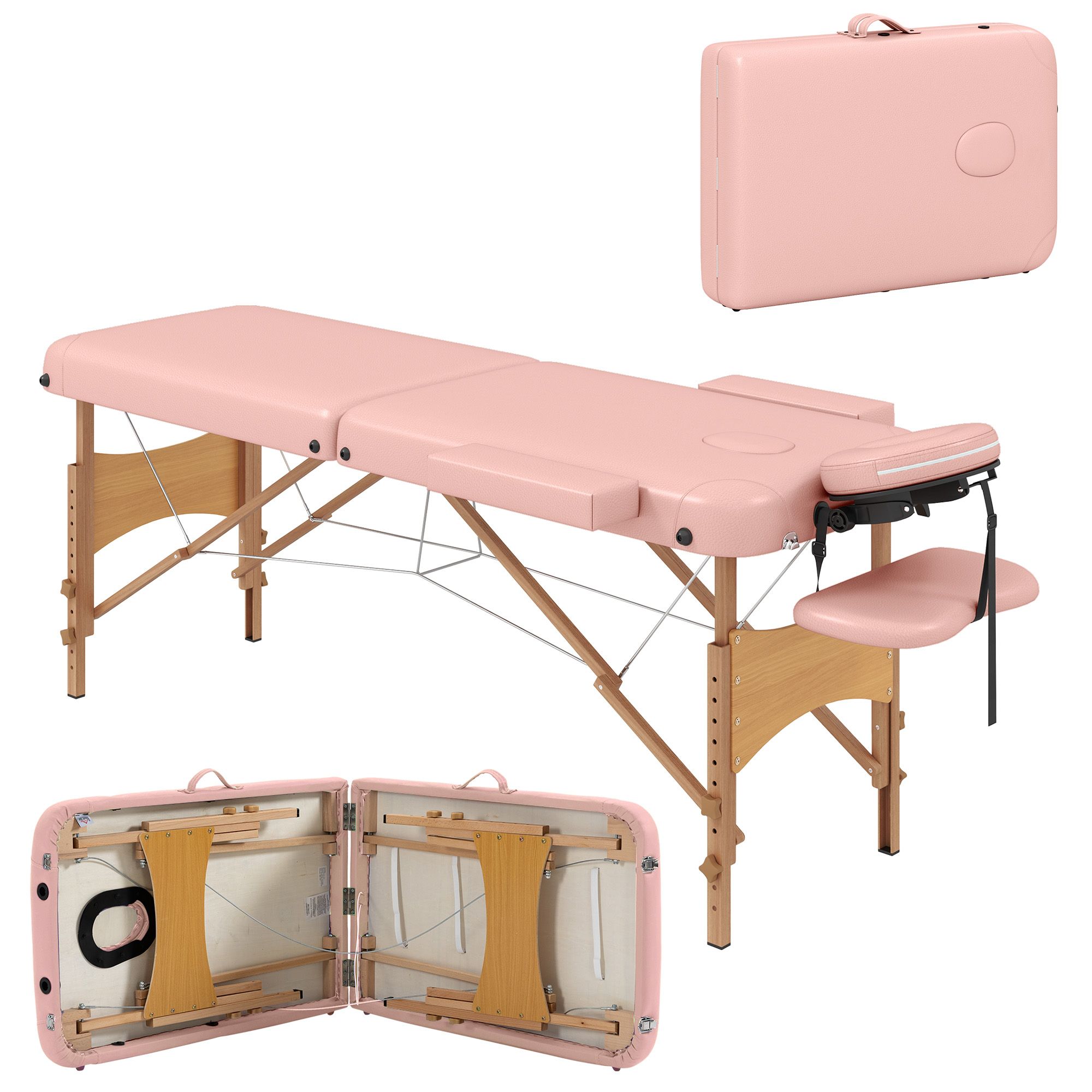 Homcom Roze Hoofdsteun In Hoogte Verstelbaar Opvouwbaar Massagebed