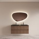 Boss & Wessing BWS Badmeubelset Riga met Asia Wastafel Zwart 120 cm Donker Eiken Japandi