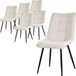 ML-Design eetkamerstoelen set van 6 beige, stoffen bekleding, zwarte metalen poten