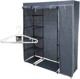 Storage solutions Koopman International Mobiele kledingkast - incl 10x kledinghangers - opvouwbaar - grijs - 167 x 141 cm