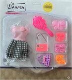 Barbie Tienerpop Kleding Outfit - Jurk + Accessoires Roze/Zwart