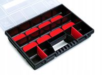 Kistenberg Sorteerbox/vakjes koffer - spijkers/schroeven/kleine spullen - 30 vaks - kunststof - zwart - 39 x 29 x 6.5 cm