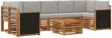 vidaXL - Salon d'angle - 7 places - Naturel et gris clair - Bois d'acacia massif