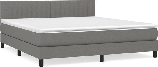 vidaXL Boxspring met matras stof donkergrijs 160x200 cm