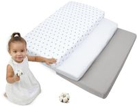 Medi Partners 3-delige hoeslakenset voor babybed, 60 x 120 cm, 100% katoen, beddengoed voor babymatras, kinderslaapzak, hert en egel, wit-grijs