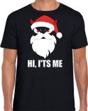 Bellatio Decorations Devil Santa Kerstshirt / Kerst t-shirt hi its me zwart voor heren - Kerstkleding / Christmas outfit S