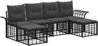 vidaXL - Canapé d'angle - 6 places - Polyester - Noir et gris foncé