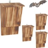 Relaxdays Vleermuiskasten - 4 stuks - 22,5x34x12,5 cm - naturel