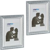 Merkloos Relaxdays fotolijst set van 2 - 20x30 cm - passe-partout - wissellijst - zilver