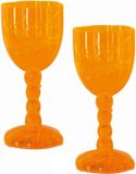 Merkloos / Sans marque Faram B.V.B.A. Horror kelk wijnglas - 2x - drinkbeker - oranje pompoen - Gotische Halloween wijnglazen