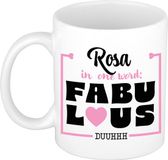 Bellatio Decorations Naam mok Rosa - wit - Fabulous - keramiek - 300 ml