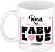 Bellatio Decorations Naam mok Rosa - wit - Fabulous - keramiek - 300 ml