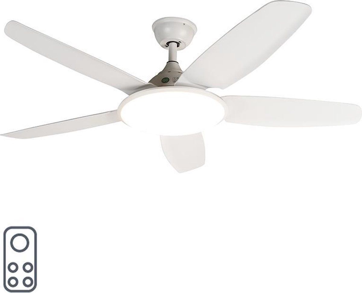 QAZQA Vifte - Moderne LED Dimbare Plafondventilator met lamp met Dimmer - Ø 1300 mm - Wit