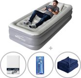 AeroRest Supreme Plush XL 1-persoons luchtbed | 210 x 99 x 46 cm | Inclusief bijpassend hoeslaken + reparatiekit + fleece deken | Extra lang 210 cm | Ideaal voor lange mensen