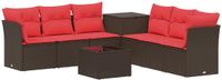 vidaXL Bankstel 2 zitplaatsen Bruin en rood Polyrattan en Staal