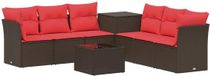 vidaXL Bankstel 2 zitplaatsen Bruin en rood Polyrattan en Staal