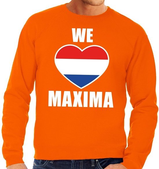 Bellatio Decorations Oranje We Love Maxima sweater - Trui voor heren - Koningsdag kleding S