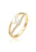 Elli - Ring - Dames Elegant Geo Design met zoetwater gekweekte parel en kristallen in 925 sterling zilver verguld - Dames