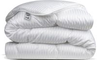 Avenue - Luxe en makkelijk dekbed zonder overtrek – Hoesloos 1 persoons dekbed 140x200 cm – Anti-allergisch & hygiënisch – Wasbaar op 60°C – Wolkenzacht en soepel – Stralend Wit in luxe hotelstreep – All Year comfort zomerdekbed & winterdekbed