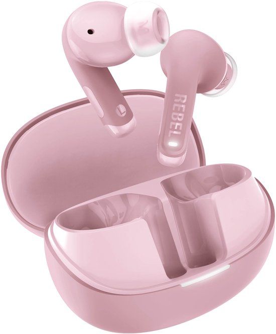 Fresh 'n Rebel Twins Fuse 2 - Draadloze oordopjes - Noise Cancelling oortjes met 36 uur speeltijd - Met Microfoon en App - Pastel Pink