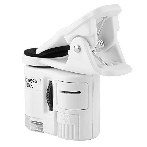 Walfront Mini Microscoop 9595W 60X Vergrootglas LED UV Licht Mini Mobiele Telefoon Clip Microscoop