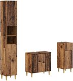 vidaXL - 3-delig - badkamerkast - set - ARNHEM - Oud - hout - Bewerkt - hout