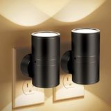 2 stuks nachtlampjes, stopcontact, boven- en onderverlichting, ultrahelder, dimbare nachtlamp, warm wit led-nachtlampje, 0-100 lm, instelbare helderheid voor slaapkamer, keuken, hal, 3000 K-4500 K