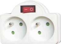 Perel Verdeelstekker met schakelaar - 2 stopcontacten - Wit
