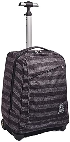 Invicta trolley, gestreept, grijs, 2-in-1 met schouderriemen voor gebruik in de rugzak