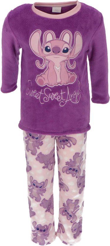 4KidsOnly Cookie Company Lilo & Stitch Coral-Fleece Pyjama - Maat 98/104 - Paars - Kind