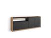 Buffet effet bois noir et chêne 207x37x80cm avec led