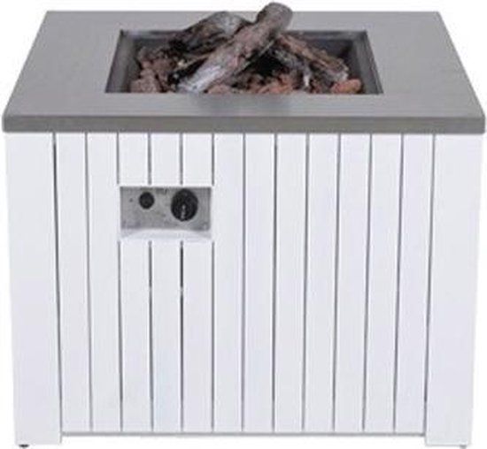 Garden Impressions Cozy Living Faro Gas Fire Table - Matt White - 80x80cm