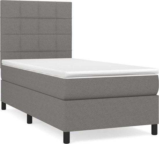 vidaXL Boxspring Bed - 100x200 cm - Donkergrijs - Stof