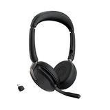 Jabra Evolve2 65 Flex - draadloze stereo headset met Bluetooth, noise cancelling Jabra ClearVoice technologie en hybride ANC - werkt met alle toonaangevende UC-platforms - zwart