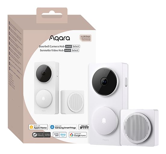 Aqara Doorbell Camera Hub G410 - Wit - 2K Slimme Deurbel - Dual-Band Wi-Fi - Matter & Zigbee Hub - Gezichtsherkenning