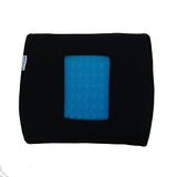 KINE TRAVEL 169821 gelkussen, voor auto, kantoor, ergonomisch, goedgekeurd door een fysiotherapeuten, zwart/blauw, Dimensions: 36,5cm x 33cm x 8cm