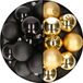 Merkloos / Sans marque Kaemingk B.V. 24x stuks kunststof kerstballen mix van goud en zwart 6 cm