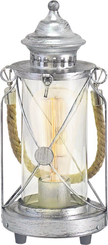 EGLO Bradford Vintage Tafellamp - Antiek Zilver - Helder Glas - E27