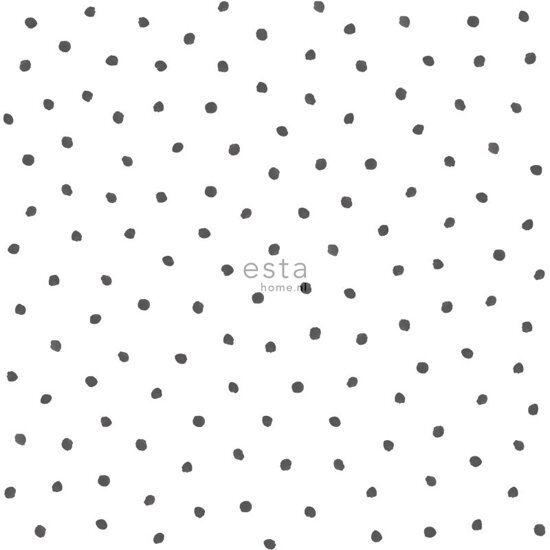 Esta Home HD vlies behang onregelmatige sneeuwvlok polka dot stippen zwart en wit - 138934 van uit Little Bandits
